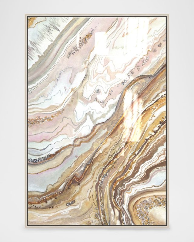 "Royal Gold Geode" Hand-Embellished Framed Giclee